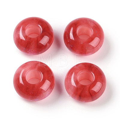 Resin European Beads with Glitter Powder RESI-F055-07E-1