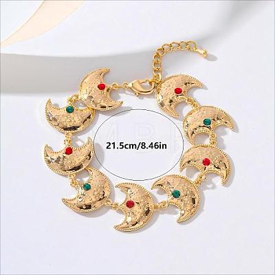 Vintage Bohemian Brass Rhinestone Moon Star Link Bracelets for Women Party Wedding Gift YI1841-2-1