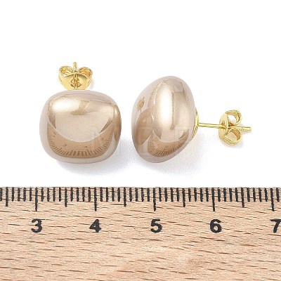 Brass & ABS Plastic Imitation Pearl Stud Earrings for Women PL-CBA760A-03B-G03-1