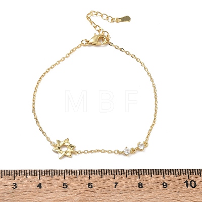 Brass Micro Pave Clear Cubic Zirconia Link Bracelets BJEW-E114-01A-G-1