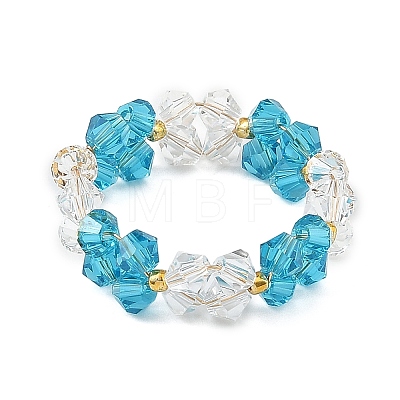 6Pcs 6 Colors Glass Bead Finger Rings RJEW-MZ00036-1