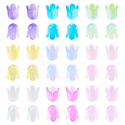 450Pcs 9 Colors Transparent Acrylic Beads Caps OACR-TA0003-07-1