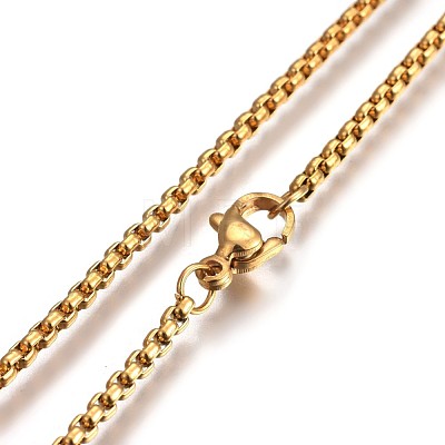 304 Stainless Steel Box Chain Necklaces NJEW-O110-05A-G-1