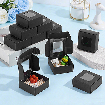 30Pcs Foldable Square Paper Storage Gift Boxes with Visible Window CON-PH0003-62C-1
