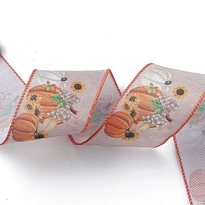 10M Thanksgiving Day Theme Wired Linen Ribbon OCOR-G013-02D-1