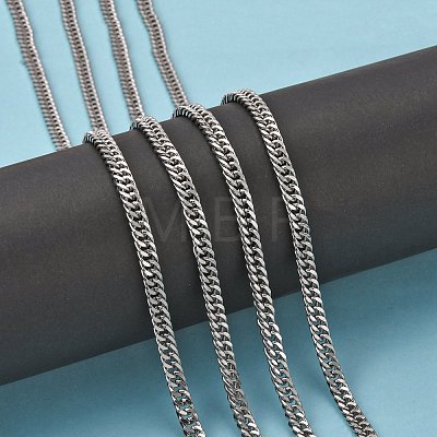 Men's Jewelry Making 304 Stainless Steel Double Link Curb Chains CHS-A003C-1.0mm-1
