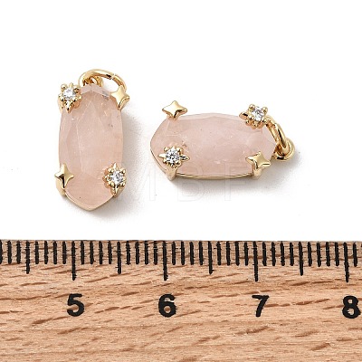 Faceted Natural Rose Quartz Pendants KK-Z137-14G-01-1