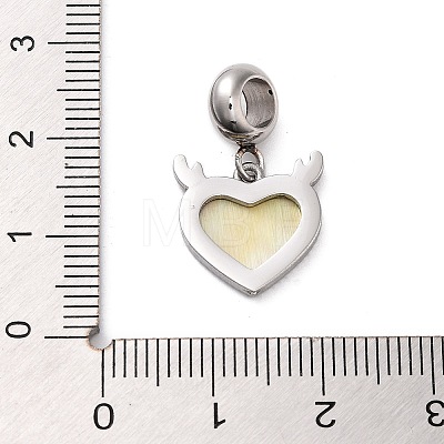 304 Stainless Steel Pave White Shell European Dangle Charms STAS-G308-32P-01-1