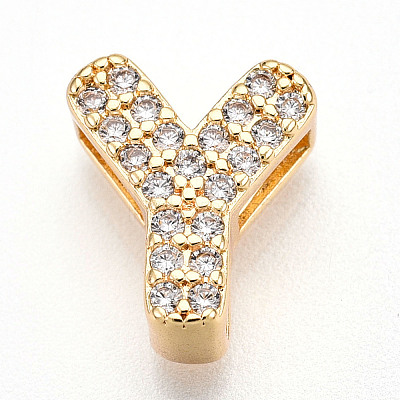 Brass Micro Pave Cubic Zirconia Charms KK-N254-217G-Y-1