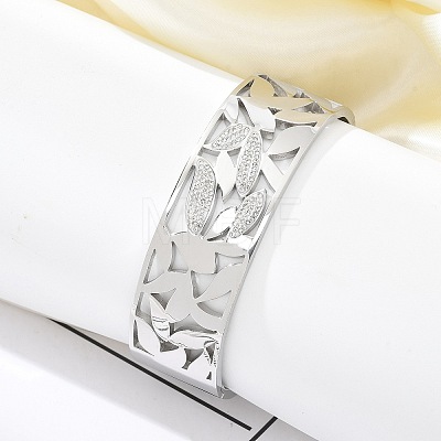 304 Stainless Steel Hinged Bangles with Polymer Clay Rhinestones for Women BJEW-Z080-04P-1