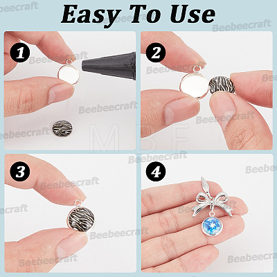 40Pcs 2 Styles 304 Stainless Steel Pendant Cabochon Settings STAS-BBC0010-69-1