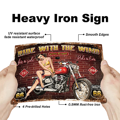 Vintage Metal Tin Sign AJEW-WH0189-355-1