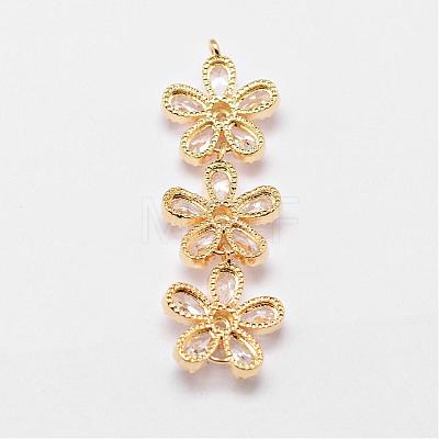 Brass Micro Pave Cubic Zirconia Links ZIRC-A003-02G-1