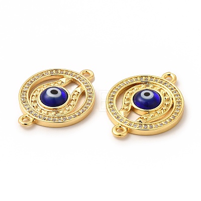 Rack Plating Real 18K Gold Plated Brass Micro Pave Clear Cubic Zirconia Connector Charms ZIRC-L102-03G-02-1