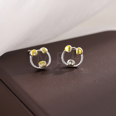 Hollow Brass Enamel Stud Earrings WG87257-01-1