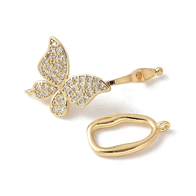 Brass Pave Clear Cubic Zirconia Fold Over Clasps KK-M320-09G-1