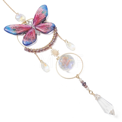 Stainless Steel Resin Butterfly Suncatcher HJEW-TA00451-01-1