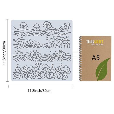 Wave PET Plastic Hollow Out Drawing Painting Stencils Templates DIY-WH0244-280-1
