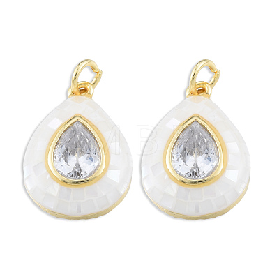 Brass Pave Clear Cubic Zirconia Pendants KK-N227-94D-1