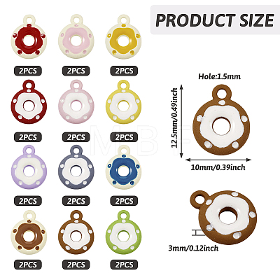 24Pcs 12 Colors Frosted Painted Colored Alloy Pendants FIND-TA0003-24-1