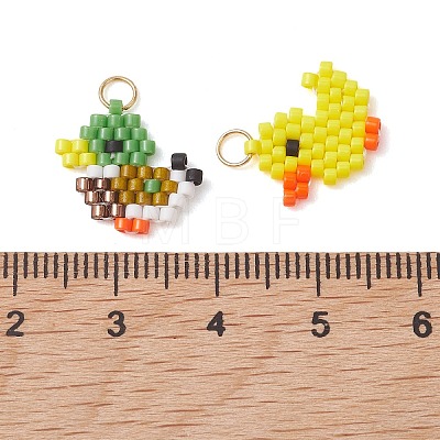 5Pcs Glass Seed Beaded Pendants PALLOY-MZ01293-1