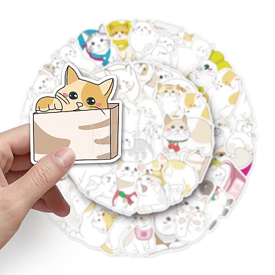 50Pcs Cat PET Waterproof Stickers PW-WG45CF9-01-1