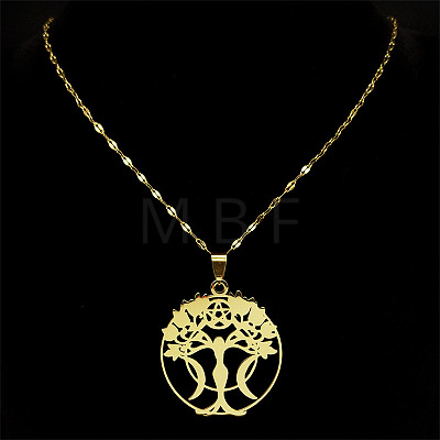 304 Stainless Steel Tree of Life Pendant Necklaces FS-WGEFFE7-05-1