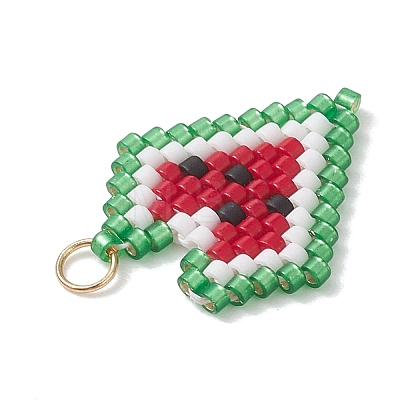 Glass Seed Beaded Heart Pendants PALLOY-MZ01136-1