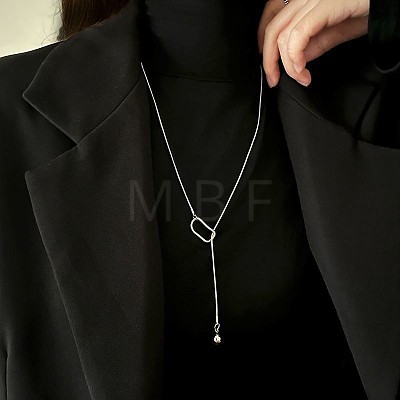 304 Stainless Steel Round Ball Slider Lariat Necklaces for Women WGD4E8A-02-1