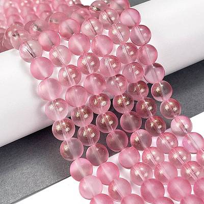 Frosted Transparent Glass Bead Strands GLAA-P065-10mm-03-1