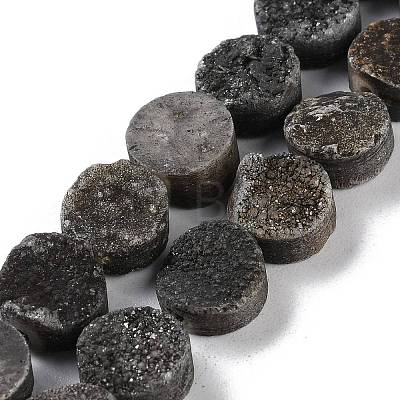 Electroplated Natural Druzy Agate Beads Strands G-M433-01G-1