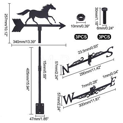 Horse Iron Wind Direction Indicator AJEW-WH0034-62-1
