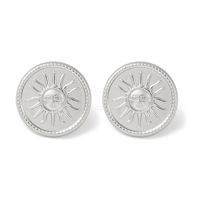 304 Stainless Steel Flat Round with Sun Stud Earrings EJEW-D281-24S-1