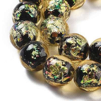 Handmade Foil Lampwork Beads Strands FOIL-K003-06B-20-1