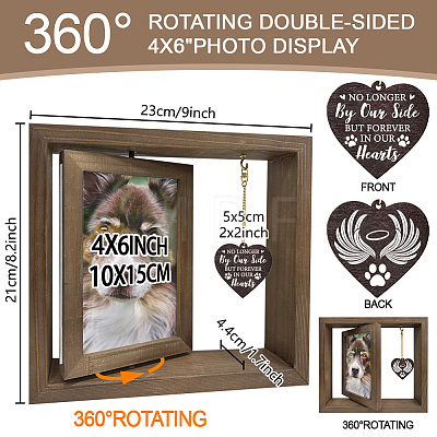 Pet Theme Double Sided Wooden Rotating Photo Frames with DIY Word Heart Charm DJEW-WH0076-002-1