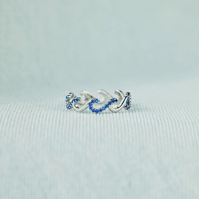 Wave Shaped 925 Sterling Silver Micro Pave Cubic Zirconia Finger Rings FS-WGA19D0-02-1