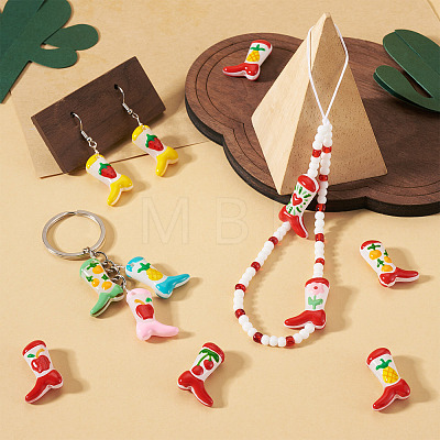 10Pcs 5 Styles Boot Baking Paint Glass Enamel Beads LAMP-TA0002-80B-1