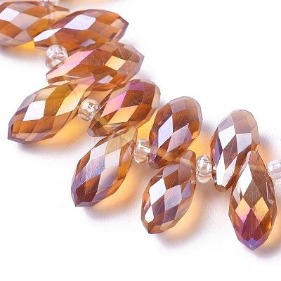 Electroplate Glass Faceted Teardrop Beads Strands EGLA-D014-33-1