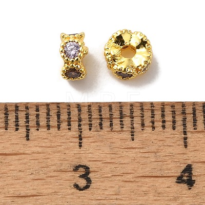 Brass Micro Pave Cubic Zirconia Beads KK-C072-22G-02-1