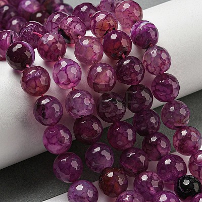 Faceted Natural Dragon Veins Agate Beads Strands X-G-F447-12mm-L02-1