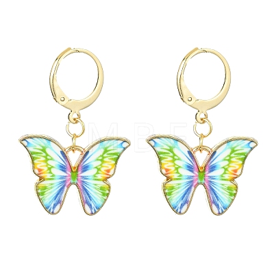 Light Gold Tone Alloy Enamel Dangle Leverback Earrings EJEW-JE05566-1