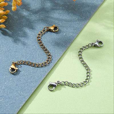 10 Strands 10 Style 304 Stainless Steel Chain Extender STAS-SZ0001-64-1