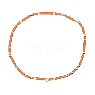 Minimalist Glass Seed Beads & Brass Beads Stretch Bracelets for Women BC0195-3-1