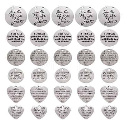 36Pcs 6 Style Tibetan Style Carved Words Alloy Pendants FIND-LS0001-38AS-1