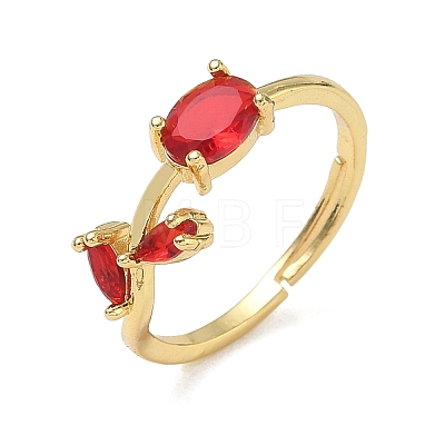 Flower Brass Glass Adjustable Finger Rings GL-CBA18A7-01G-05-1