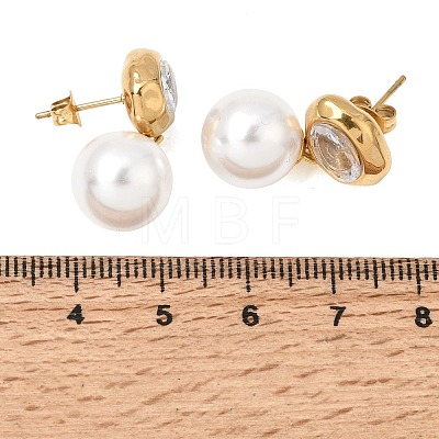304 Stainless Steel Pave Clear Cubic Zirconia Stud Earrings SA-CBADCF0-01G-1