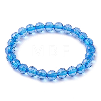 8Pcs 8 Colors 7.5mm Faceted Round Transparent Acrylic Beaded Stretch Bracelets for Women BJEW-JB10248-01-1
