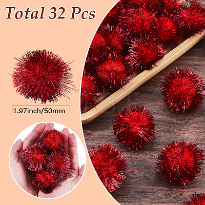 32Pcs Faux Fur Soft Sequins Pompom Ball DIY-SC0033-96C-1