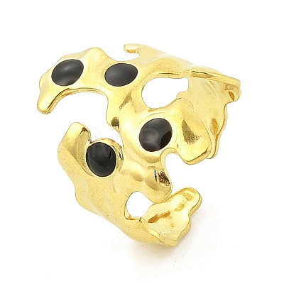 Irregular 304 Stainless Steel Enamel Wide Open Cuff Rings for Women RJEW-G338-12G-02-1