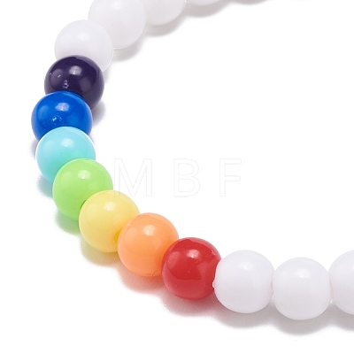 2Pcs 2 Colors Acrylic Round Beaded Stretch Bracelets Set for Kids BJEW-JB08555-02-1